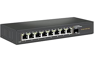 Davuaz Commutateur Ethernet 2.5G Non administré avec 8 Ports 2.5G Base-T et 1 Port Uplink 10G SFP, Compatible avec 100/1000/2500Mbps, Design sans Ventilateur, commutateur réseau 2.5Gb en métal