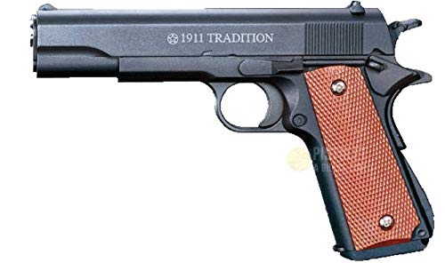 Plan beta Saigo Airsoft-Pistolet à Billes 1911 Tradition Noir à Ressort, matière:métal-Rechargement Manuel-Puissance: 0,5 Joule