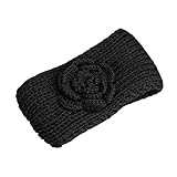 NINGSANJIN Frauen Stricken Stirnband handgemacht halten Sie warmes Haarband,Schwarz