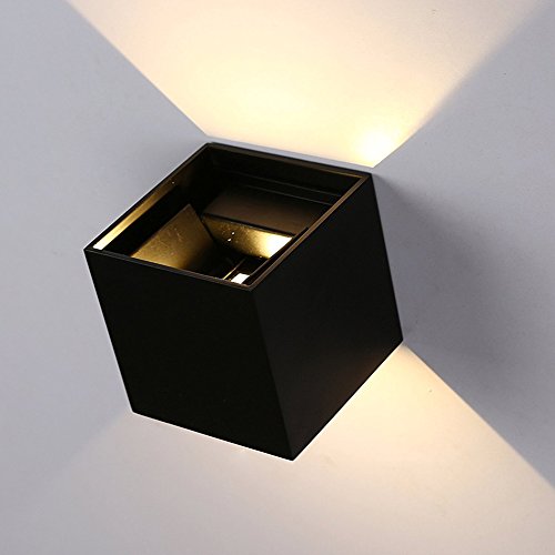 Preisvergleich Produktbild Wandlampe Surenhap 12W LED Wandleuchte mit verstellbarem Betrachtungswinkel IP65 wasserdicht Wandbeleuchtung 3000K Quadratische warmweiß LED für Innen und Außen (Schwarz)