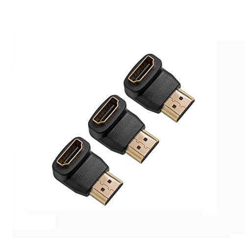 UBest 3x HDMI 90° Winkeladapter 19pol / HDMI-Stecker auf HDMI-Buchse - VERGOLDETE Kontakte Schwarz