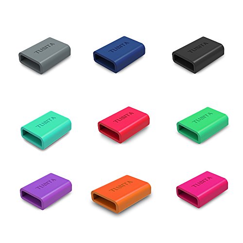 9-PACK TUSITA Silikon Fastener Ring für Fitbit Alta, Fitbit Flex, Garmin Vivosmart Vivofit 3, Misfit, Amiigo, Striiv, JAWBONE UP2, UP3, UP Move (Thick-Armband) Schleifen Keeper Verschluss