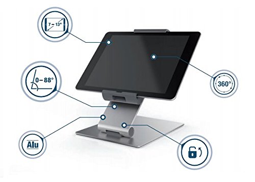 Durable 893023 Tablet Tischhalterung für alle Tablets 7-13″, 360° drehbar mit Diebstahlsicherung, silber - 9