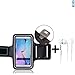 Produktbild TOP SET für Wiko View 2 PRO Neopren Jogging Armband Sportarmband Oberarmband für Wiko View 2 PRO schwarz mit Reflektor Streifen + Ohrstöpsel. Fitness Lauf Armband