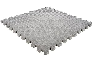 AJX PUSH THE LIMITS AJX BLack and Grey Large Soft Foam EVA Kids Floor Mat Extra Thick Interlocking, Multi Color Red Yellow Blue Green EVA Soft Foam Exercise Floor Mats 60x60x1.2cm (4 Mats(16 square feet), Grey)