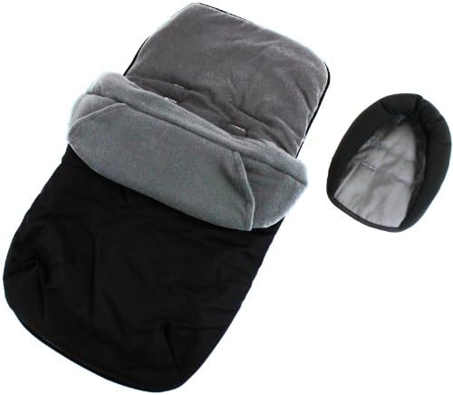 3 In 1 Luxury Padded With Pouches Footmuff Liner And Baby Head Hugger Fits Any Stroller Pram Or Buggy - Black/Grey