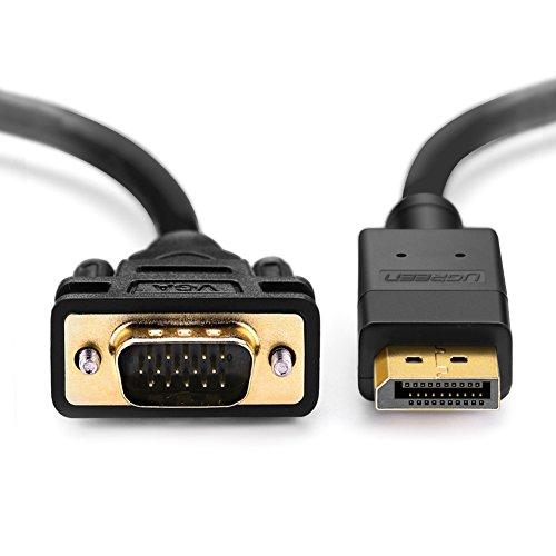 Displayport auf VGA Kabel Ugreen 3m DP Stecker auf VGA Stecker Adapterkabel Full HD 1080P mit 24K vergoldete Kontakte, Steckverriegelungen und Dreifach Schirmung für Grafikkarten,PC,Beamer und Monitor