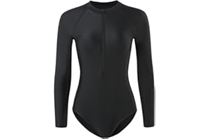 Beachkini Costume da Bagno a Maniche Lunghe con Zip da Donna Costume Intero da Bagno Ricreativo Rash Guards