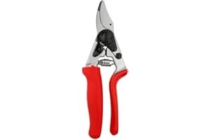 FELCO 12 Bypass-Gartenschere mit Rollgriff für Rechtshänder, ergonomisch für mittlere Hände, 42 mm Klinge, 20 mm Schnittdurchmesser, abgewinkelter Kopf, Stoßdämpfer, Swiss Made