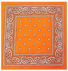 Paisley Bandanas By the Dozen 100% Cotton 12-pack 22" X 22" (Orange)