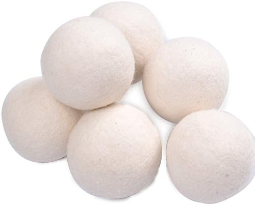 XL 100% Natural Wool Reusable Dryer Balls Fabric Softener Drying Ball,Naturally Soften Laundry, Eco-friendly Material, Save Time and Money,Eliminate Static,Sheets-Anti Static (Pack of 6-Diameter 7cm)