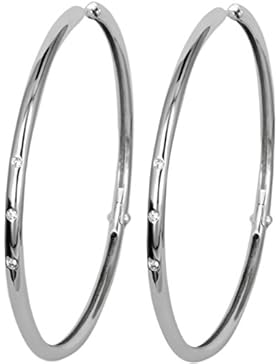 Elisabeth Landeloos Damen Paar Scharnier Creole Design Mix & Match OR1054 OR1055 Sterling Silber 925 Rhodiniert...