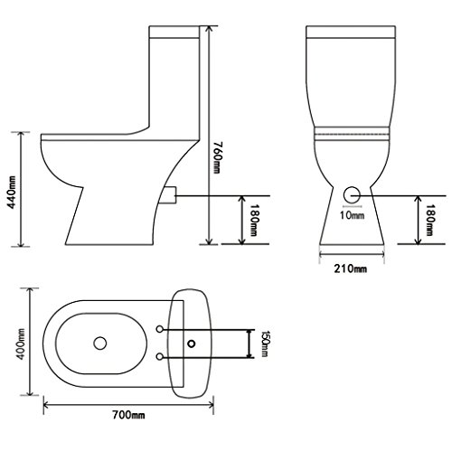 vidaXL Design Stand Toilette/WC Bodenstehend Keramik Sitz inkl. Spülkasten Weiß 240549 - 7