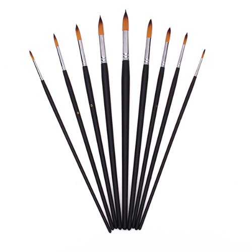 9 Stück Künstler malen mit dem Pinsel Set Runde Spitze Nylon Aquarell Acrylfarbe Haarbürsten - 7