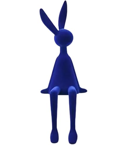 Sculpture De Lapin Assis En Résine - Décoration De Bureau Ou Maison - Taille L (14x37 Cm) - Bleu - 3