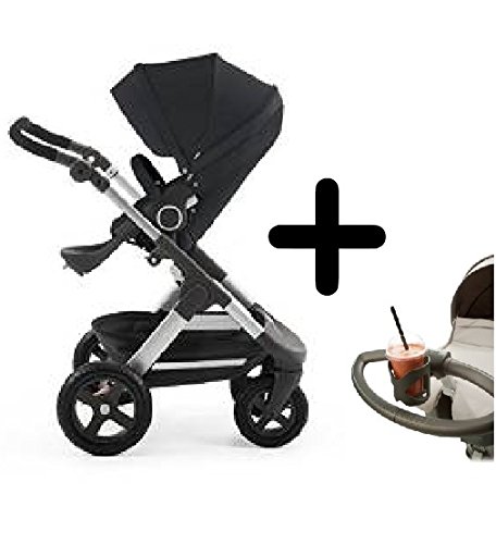 Stokke Trailz All-Terrain Stroller - Black + Stokke Cup Holder by Stokke