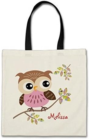 Happy Pink Owl Cotton Canvas Tote Bag