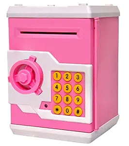 Toyshine Piggy Bank Money Box with Electronic Lock, ATM Machine, Pink