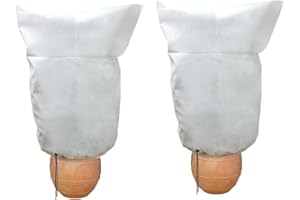 HH-LIFE 2 Pcs Winter Drawstring Plant Covers 180x210 cm Frost Protection Bags Anti-Freeze Jacket Warm Blanket for Shrub Tree Plants (30g/m² White)