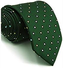 WZW Men's Necktie Green Dots 100% Silk Business Dress Casual For Men Jacquard Woven