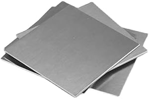 Jinssirey 5pcs 304 Stainless Steel Sheets 0.5mm, 304S Stainless Plates 0.5 x 100 x 100mm, Thickness 0.5mm, Width x Length=100x100mm
