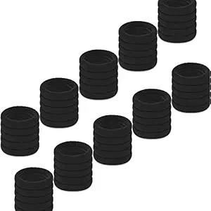 Black Cotton Hair Ties, IKOCO 50Pcs Seamless Hair Bands Ponytail Holders Thick Hair No Damage Hair Ties for Women and Men