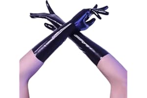 GREEFEI Black Latex Short Gloves, Natural Rubber Gloves, Unisex, Handmade, Masquerade Ball Theme Party Accessories