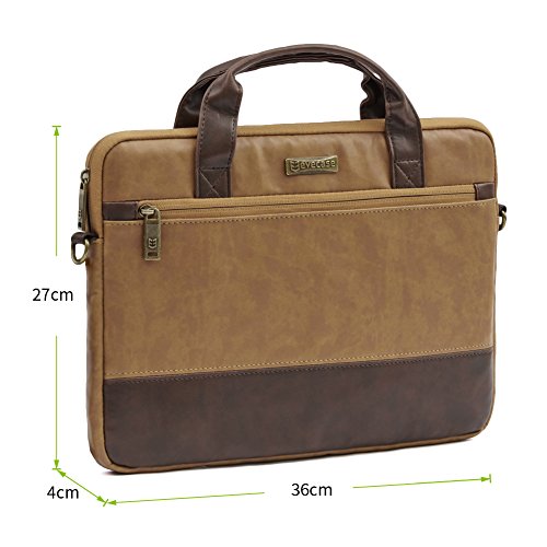 Laptoptasche 13.3, Evecase Premium Doppelfarbige Umhängetasche mit Gepolstert Laptopfach, Fronttasche, Zubehörfach für Laptop in 13,3 Zoll – Fuchs Braun - 6