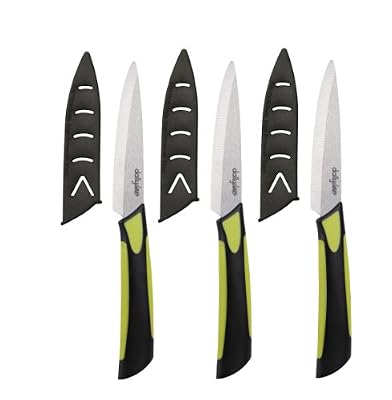 Dailycious DC-0042 Lot de 3 Couteaux à Steak Céramique Vert/Noir