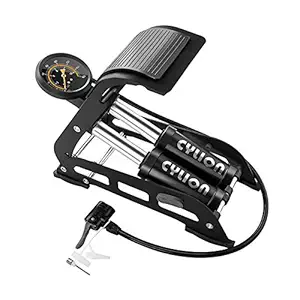 PEGRIM Portable Bike Pump with Pressure Gauge,Double Cylinder Foot Pump is Suitable for Bicycle, Motorcycle, Car, Ball and Other Inflatable Products,Tire Pump for Bike