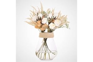 huaao 2PCS Flores Artificiales Rosas Color Blancas de Seda y Trigo Plantas Ramo de Novia Arreglo Floral Bouquets Decoración para Boda Nupcial Hogar Jardín Oficina Centro de Mesa