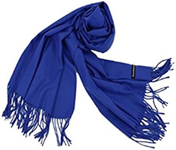 SOGNATORI Soft Cashmere Scarf Blanket Large Pashmina Shawl With Tassel Solid Color Warm Shawl (Blue)