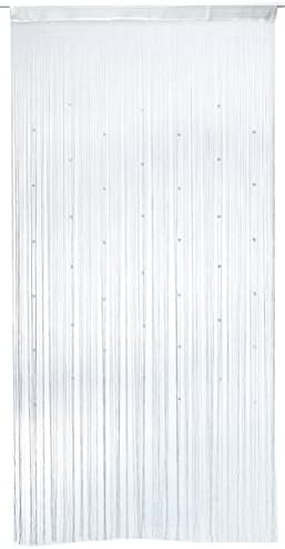 1001 Wohntraum F10 String Curtain / Room Divider 100 x 200 cm Glittery White with Pearls