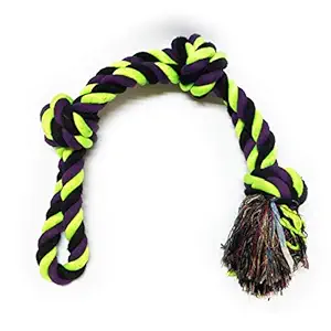 Petlicious & More Multicolor Cotton Double Rope Three Knot Toy for Maxi Dog Large Dog Rope Toy Rope Toy for Giant Dogs - Color May Vary