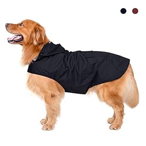 Zellar Impermeable para Perros con Capucha y Collar Agujero y Tiras reflectoras seguras, Ultra-Light Transpirable Impermeable 100% Chaqueta para Lluvia medianos Perro de Raza Grande