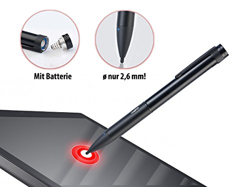 Callstel Aktiver Touchscreen-Eingabestift, 2,6-mm-Spitze, Slim-Body - 2