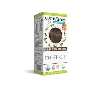 Cultivators Organic Natural Herbal Hair Colour | Chestnut | 100% Safe and Chemical Free | Instant Color with Shine and Smoothness | All Natural Ingredient Dye | Perfect for Men and Women | No Ammonia and PPD - Dermatologically Tested |