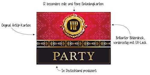 „VIP-EINLADUNGEN“ 12 Stück / edle Einladungskarten zur V.I.P. Party / Geburtstag Einweihung Hochzeit Kindergeburtstag Einladungen Ticket Vorlagen Karten Set edel fein modern außergewöhnlich - 3