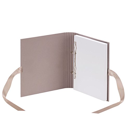 Rössler Papier Fotoringbuch (50 weiße Seiten, 25 Blatt, 23 x 21 cm) taupe mit Schleife - 2