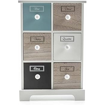 ArtiCasa Mini-Kommode aus MDF, 6 Schubladen, Vintage-French-Design