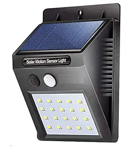 KREZON Waterproof Bright Solar Wireless Security Motion Sensor 20 LED Night Light for Outdoor/Garden Wall (Black)(Pack of 1)
