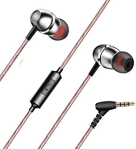 HaWacha Earbuds, Wired In-Ear Metal Earphones, Stereo Bass Headphones with Mic (Silver1)