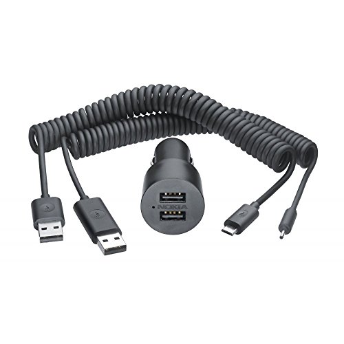 Nokia DC-20 Kfz-Ladestecker mit 2 USB-Buchsen und 2 USB Kabel für Lumia 800