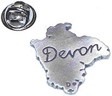 english pewter map of county of devon uk. Lapel Pin Badge / tie pin gift boxed