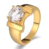 AnazoZ Schmuck Herren Ringe Edelstahl Signet Ringe Punk Hochzeits Ring Knot Cubic Zirkonia Runde 10MM Gold Größe 54 (17.2)