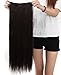 S-noilite Fashion 26 Inches (66cm) Half Full Head One Piece 5clips Clip in Hair Extensions Long Straight Extension(Dark Brown)