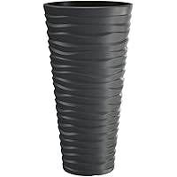 XXL Pflanztopf der in moderner Wellen Optik mit herausnehmbaren Einsatz. Aus robustem Kunststoff in Anthrazit. Maße Ø x…