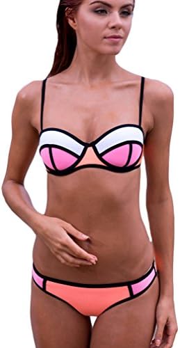 TDOLAH Women's Push up Padded Swimsuit Material Neoprene Bathing Suit Swimwear Sexy Bikini Set S-XL