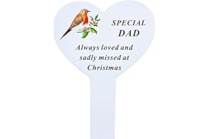 ANGRAVEMEMORIALS Special Dad Christmas Robin Memorial Heart Remembrance Verse Ground Stake