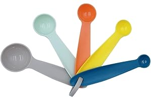 XINGSUI Juego de cucharas medidoras, 5 cucharas medidoras de colores con diferentes capacidades, cuchara medidora de plástico para herramientas de medición de líquidos y polvos